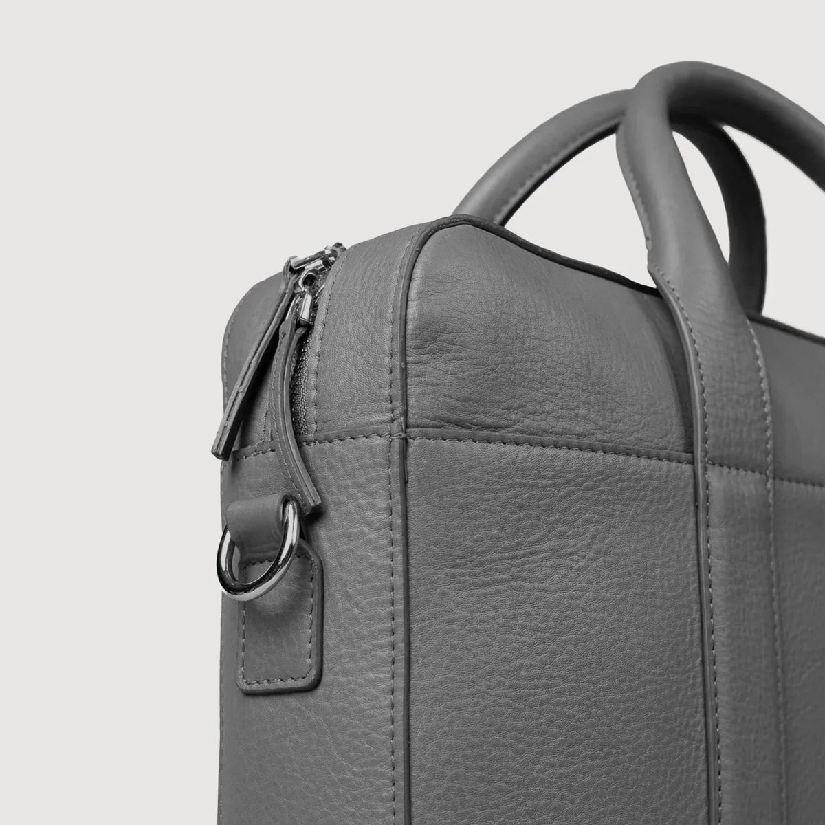Brex Captain Grey Leather Briefcase - grey leather briefcase, view 5