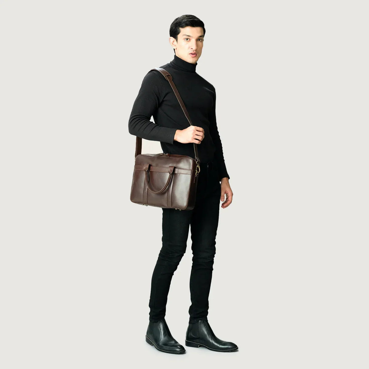 Brex Captain Vintage Brown Leather Briefcase - brown vintage leather briefcase, view 2