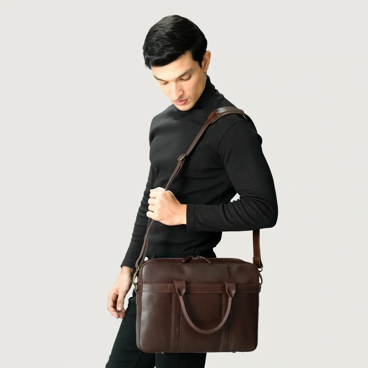 Brex Captain Vintage Brown Leather Briefcase - brown vintage leather briefcase, view 5