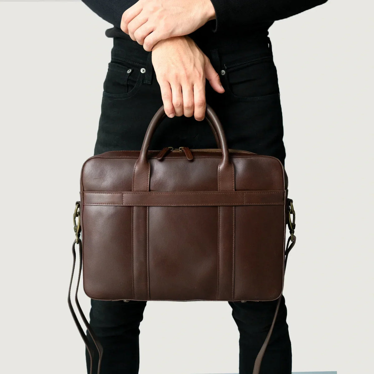 Brex Captain Vintage Brown Leather Briefcase - brown vintage leather briefcase, view 6
