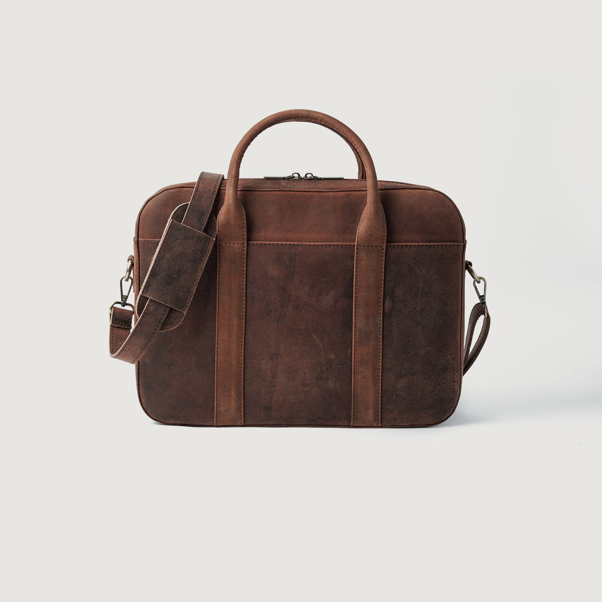 Brex Captain Vintage Distressed Brown Leather Briefcase - brown vintage distressed leather briefcase, view 1