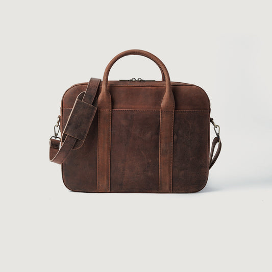 Brex Captain Vintage Distressed Brown Leather Briefcase - brown vintage distressed leather briefcase, view 1