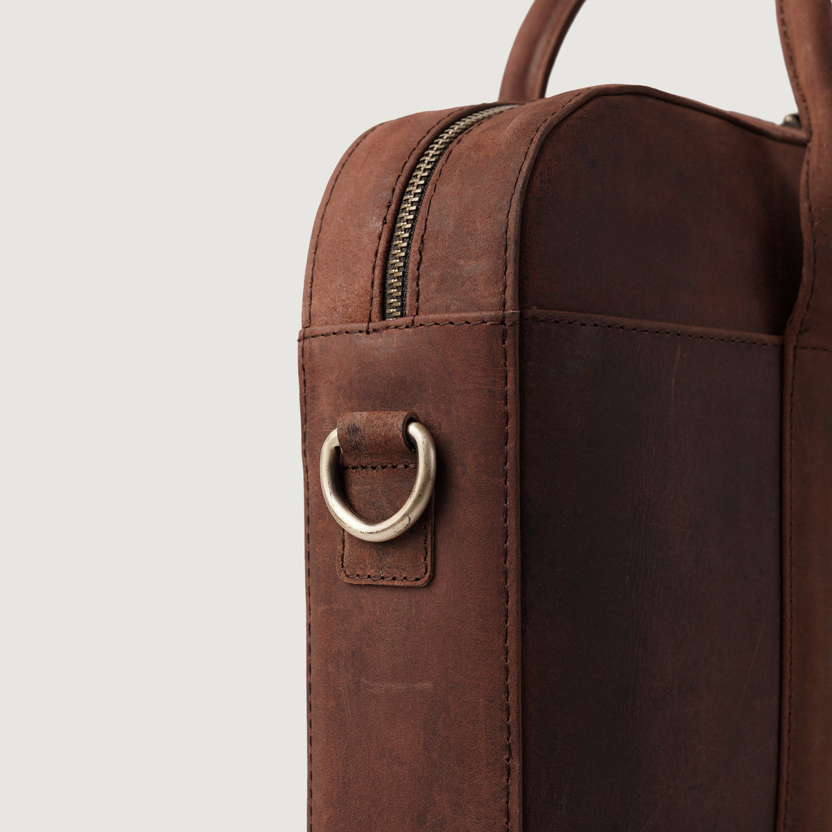 Brex Captain Vintage Distressed Brown Leather Briefcase - brown vintage distressed leather briefcase, view 5