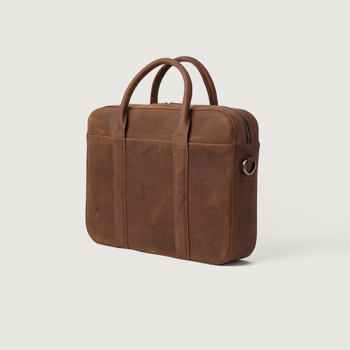 Brex Captain Vintage Tan Brown Leather Briefcase - brown & tan vintage leather briefcase, view 3