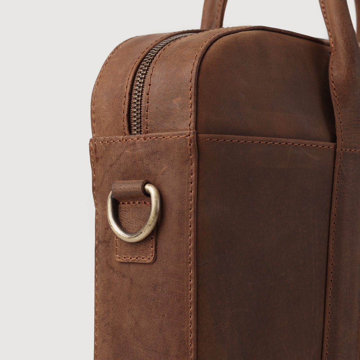 Brex Captain Vintage Tan Brown Leather Briefcase - brown & tan vintage leather briefcase, view 7