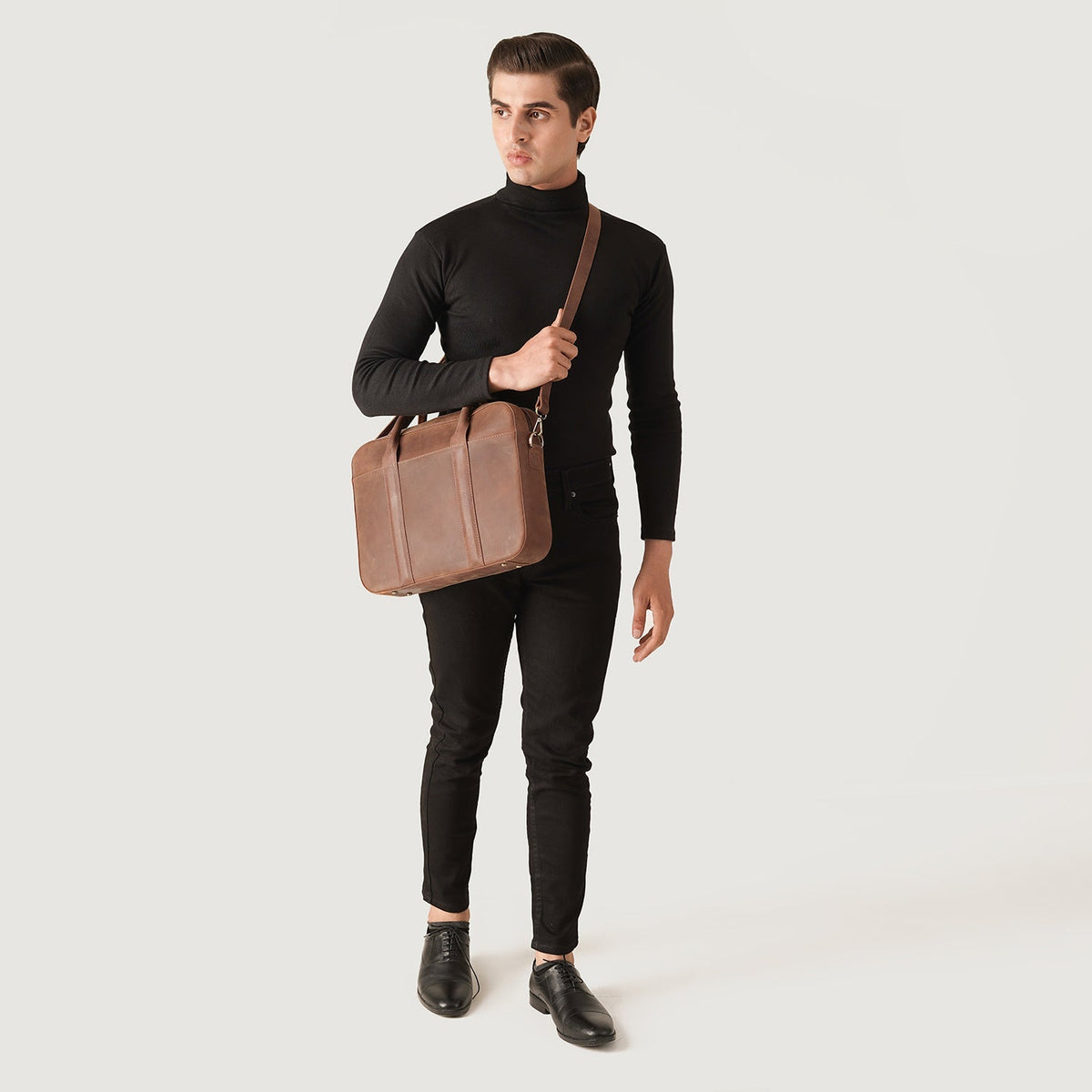Brex Captain Vintage Tan Brown Leather Briefcase - brown & tan vintage leather briefcase, view 8