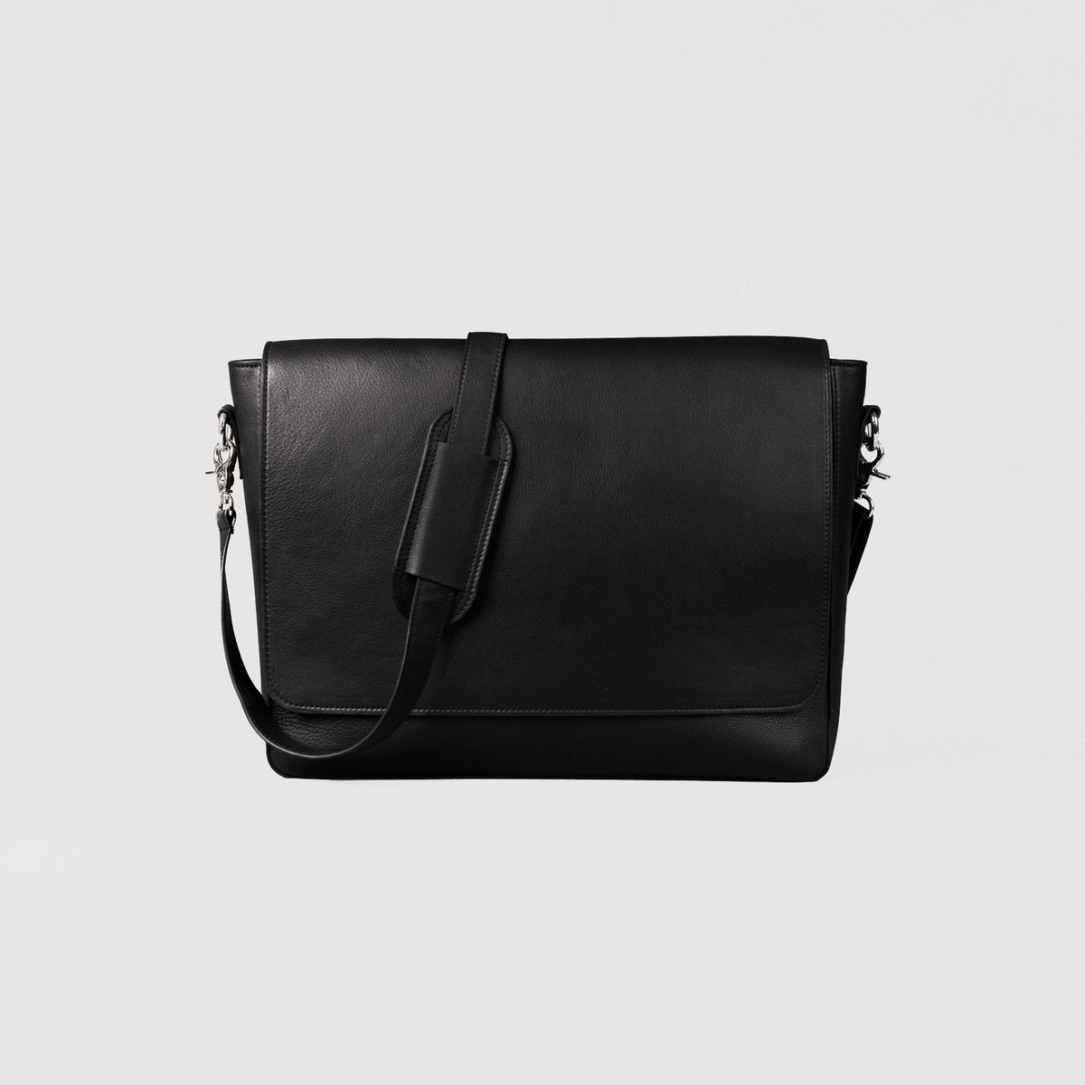 Brex Carismatico Black Leather Messenger Bag - black leather messenger bag, view 1