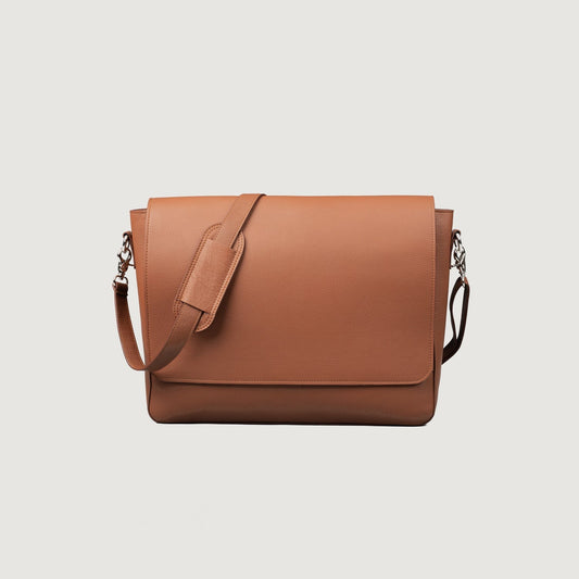 Brex Carismatico Brown Leather Messenger Bag - brown leather messenger bag, view 1