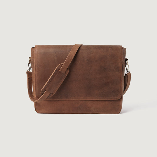 Brex Carismatico Vintage Tan Brown Leather Messenger Bag - brown & tan vintage leather messenger bag, view 1