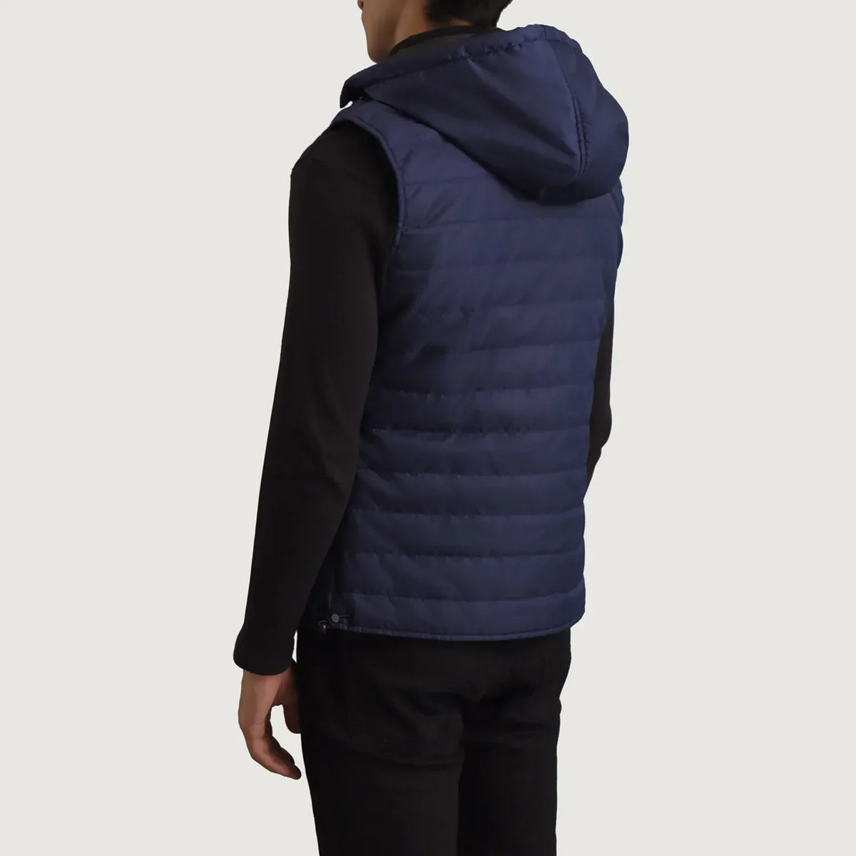 Carlo Blue Hooded Puffer Vest - men's vest in blue nylon-polyester fabric, view 5