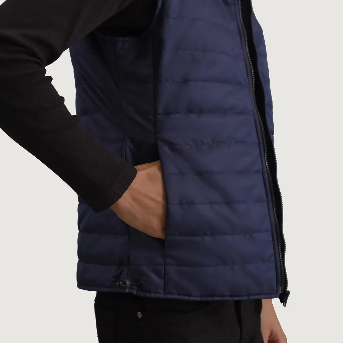 Carlo Blue Hooded Puffer Vest - men's vest in blue nylon-polyester fabric, view 6