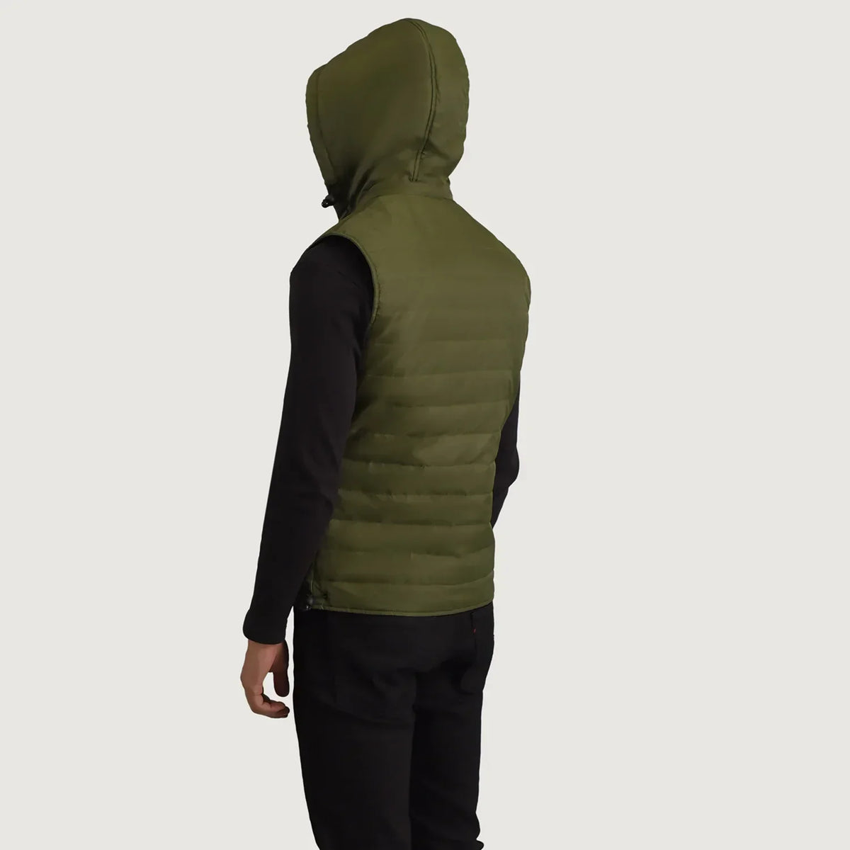 Carlo Green Hooded Puffer Vest - men's vest in green nylon-polyester fabric, view 5