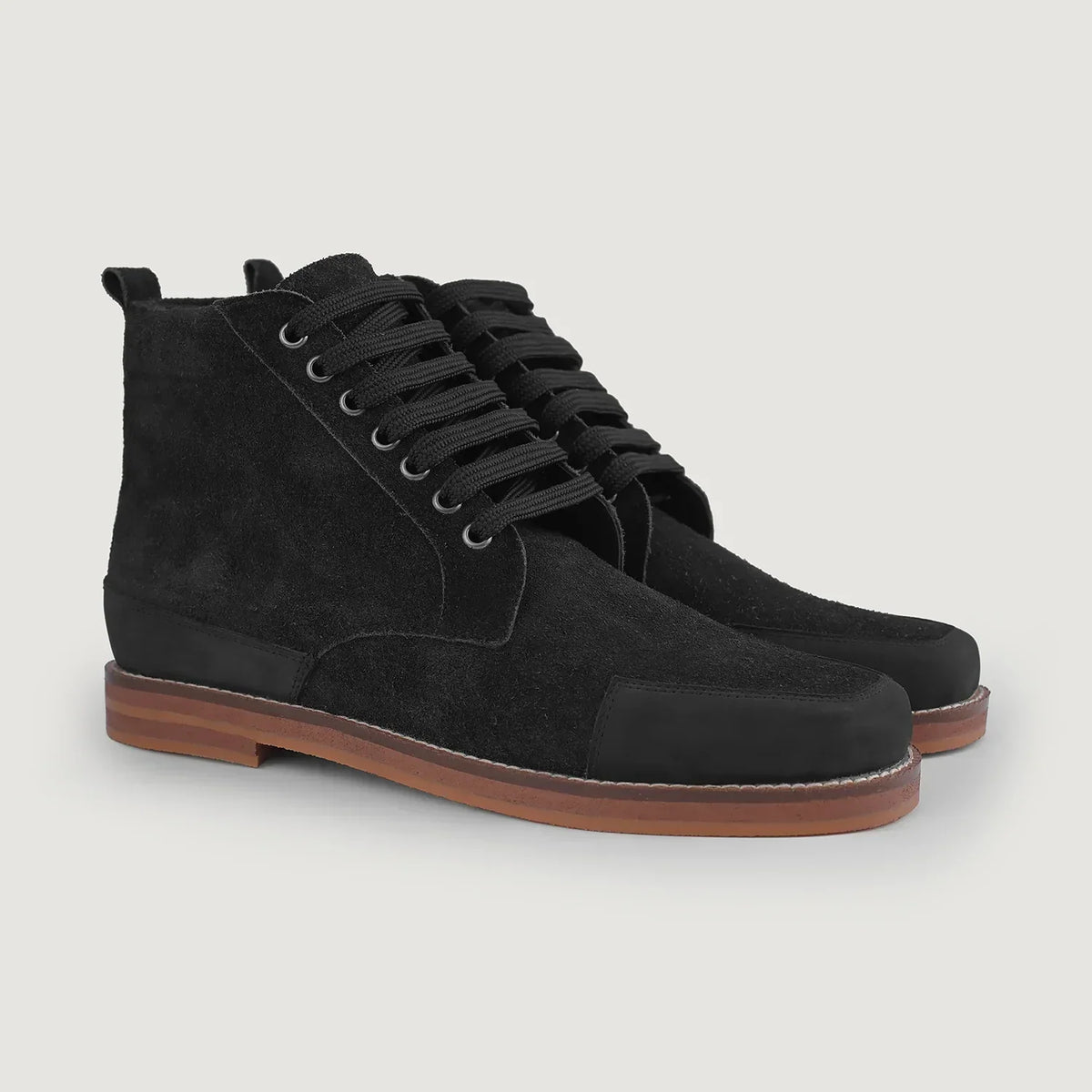 Carnell Moc Toe Black Suede Boots - men's boots in black suede leather, view 1