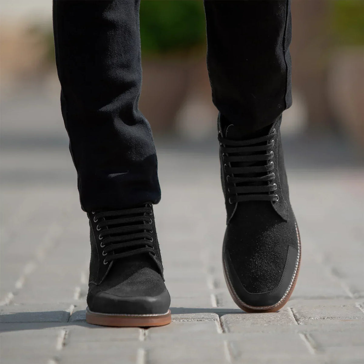 Carnell Moc Toe Black Suede Boots - men's boots in black suede leather, view 10