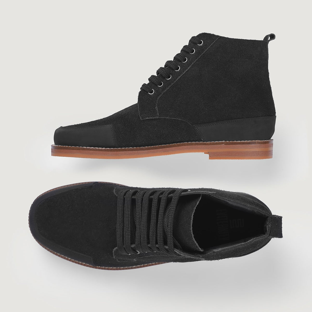 Carnell Moc Toe Black Suede Boots - men's boots in black suede leather, view 3