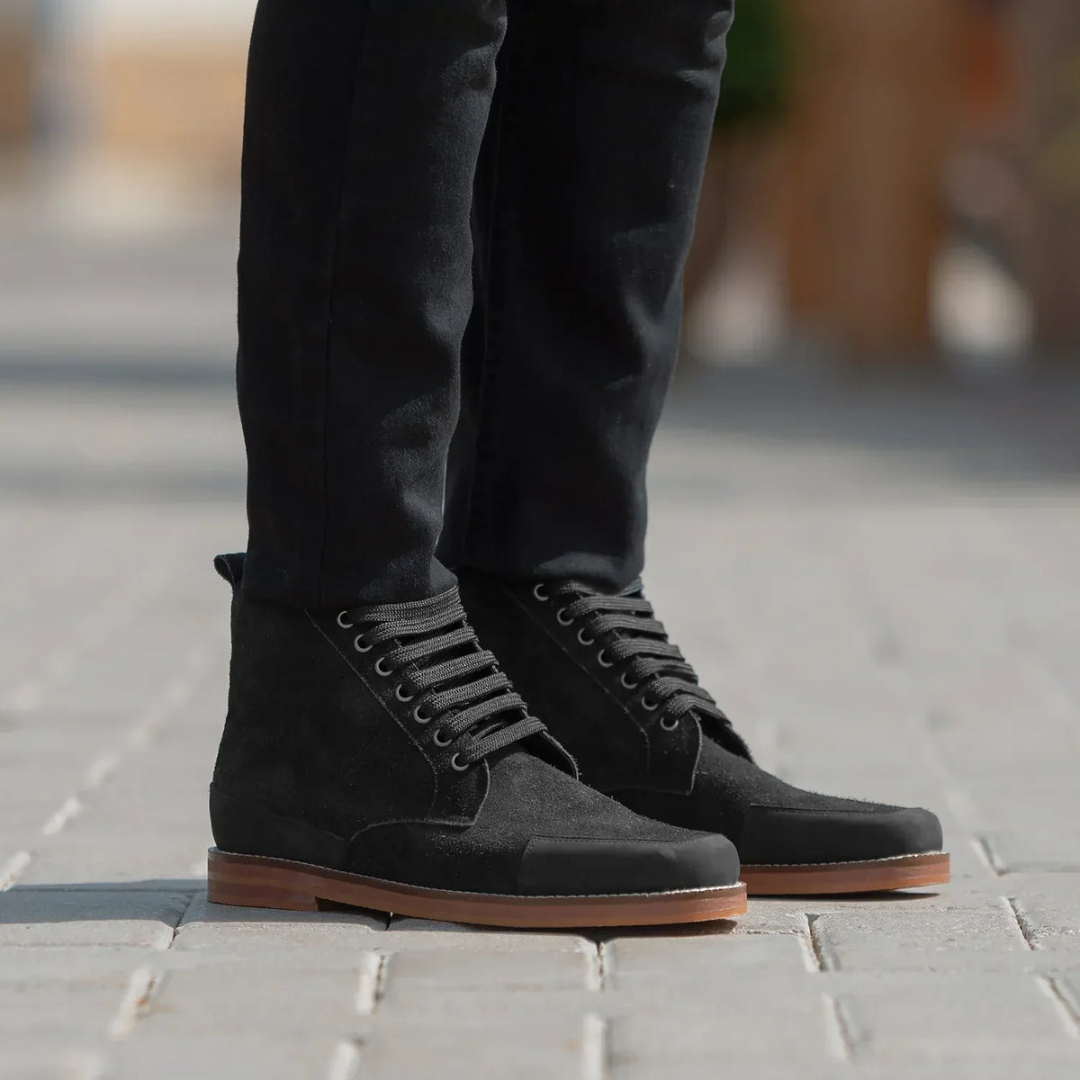 Carnell Moc Toe Black Suede Boots - men's boots in black suede leather, view 7