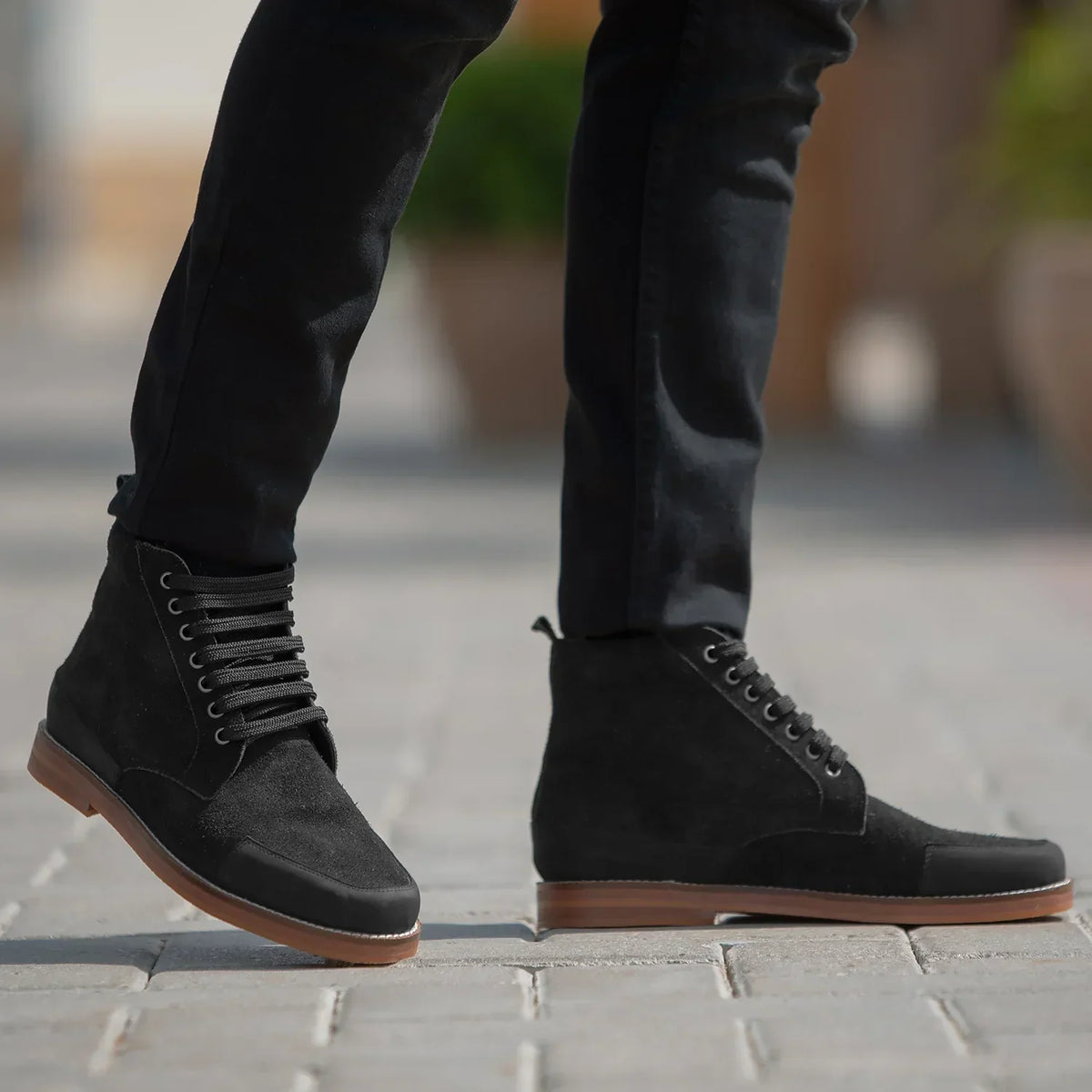 Carnell Moc Toe Black Suede Boots - men's boots in black suede leather, view 8
