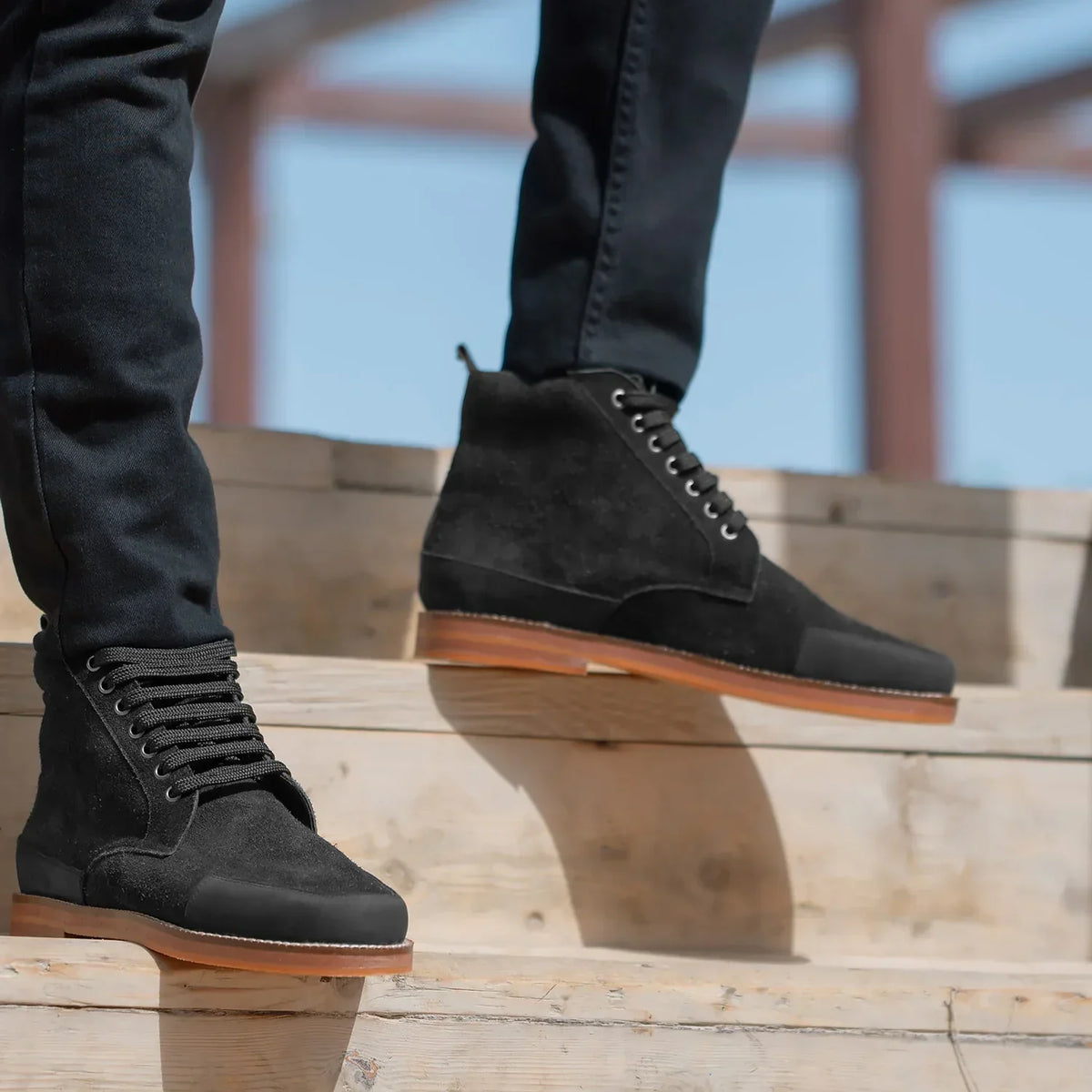 Carnell Moc Toe Black Suede Boots - men's boots in black suede leather, view 9