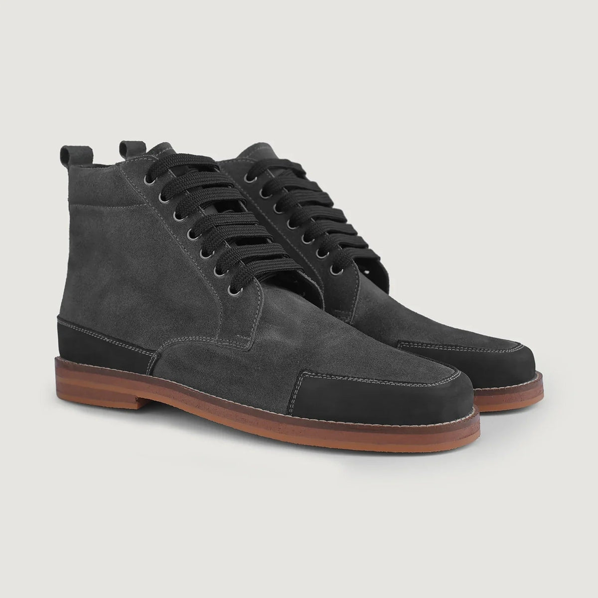 Carnell Moc Toe Grey Suede Boots - men's boots in grey suede leather, view 5