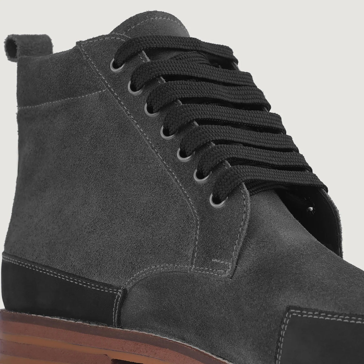 Carnell Moc Toe Grey Suede Boots - men's boots in grey suede leather, view 8