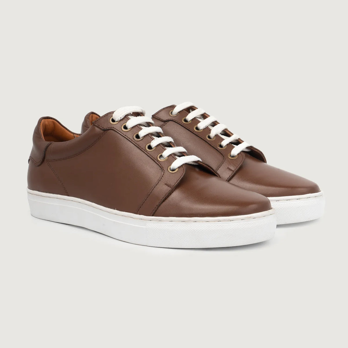 Carter Runn Brown Leather Sneakers - men's sneakers in brown genuine leather, view 1