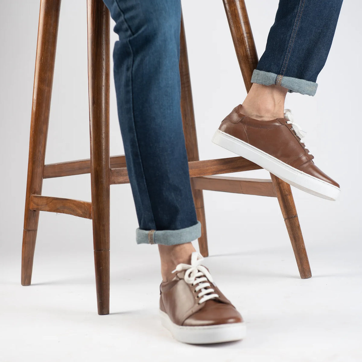 Carter Runn Brown Leather Sneakers - men's sneakers in brown genuine leather, view 8