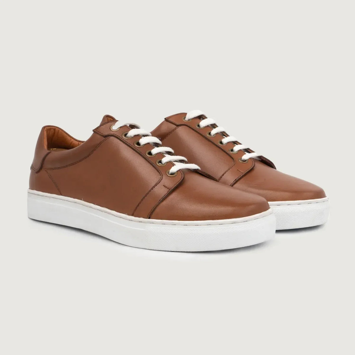 Carter Runn Tan Leather Sneakers - men's sneakers in tan genuine leather, view 1