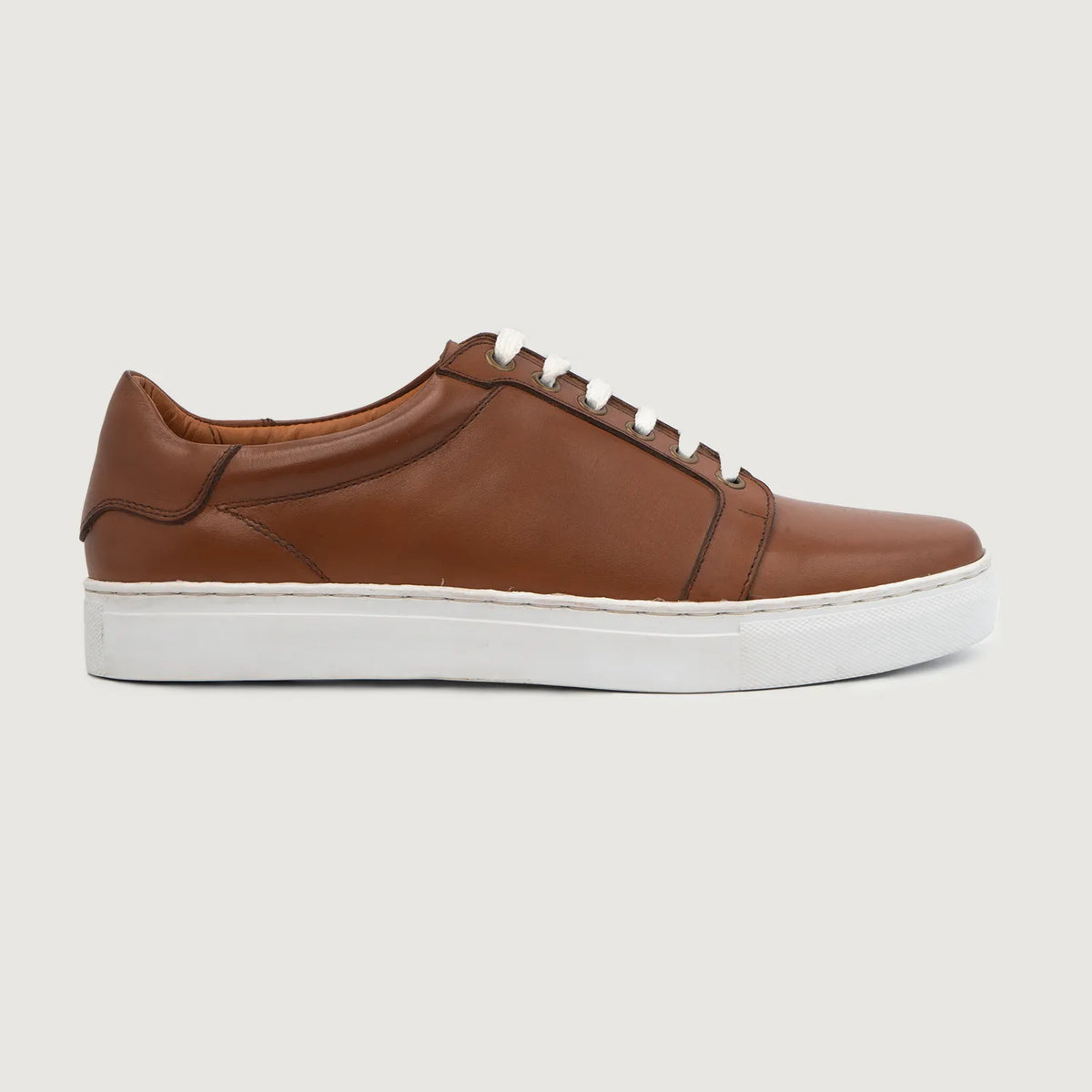Carter Runn Tan Leather Sneakers - men's sneakers in tan genuine leather, view 2