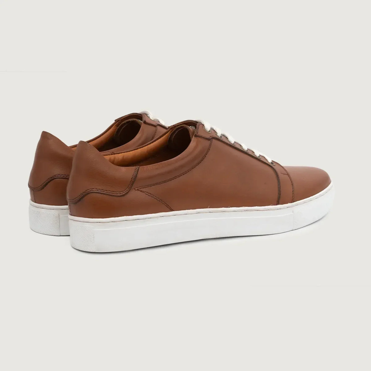 Carter Runn Tan Leather Sneakers - men's sneakers in tan genuine leather, view 3
