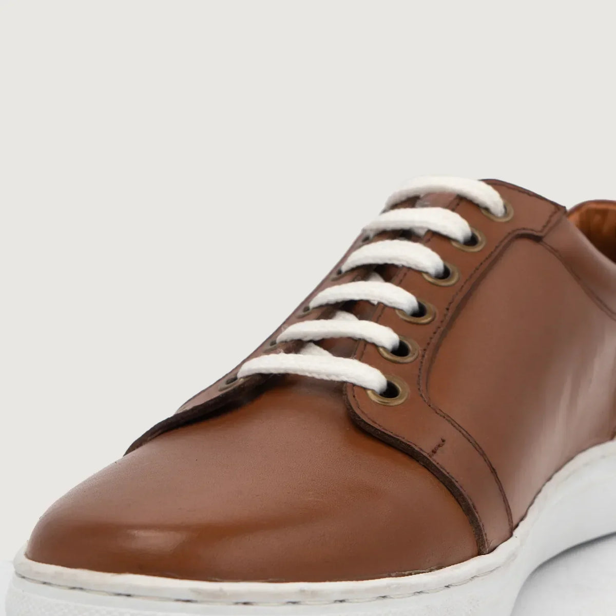 Carter Runn Tan Leather Sneakers - men's sneakers in tan genuine leather, view 6
