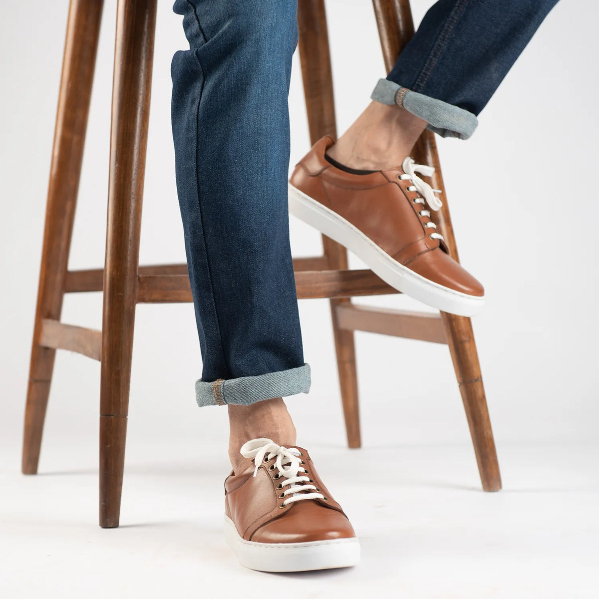 Carter Runn Tan Leather Sneakers - men's sneakers in tan genuine leather, view 9