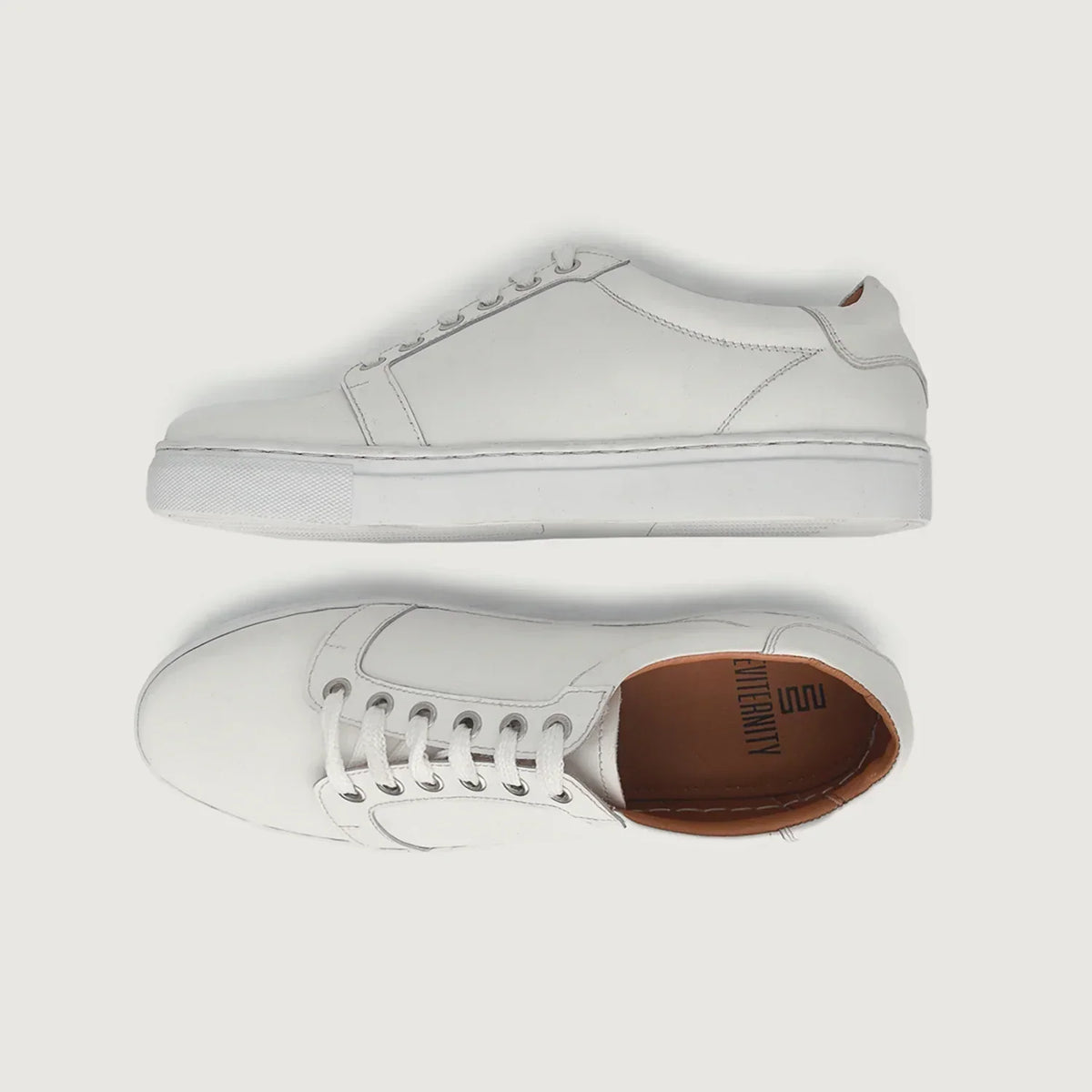 Carter Runn White Leather Sneakers - men's sneakers in white genuine leather, view 4