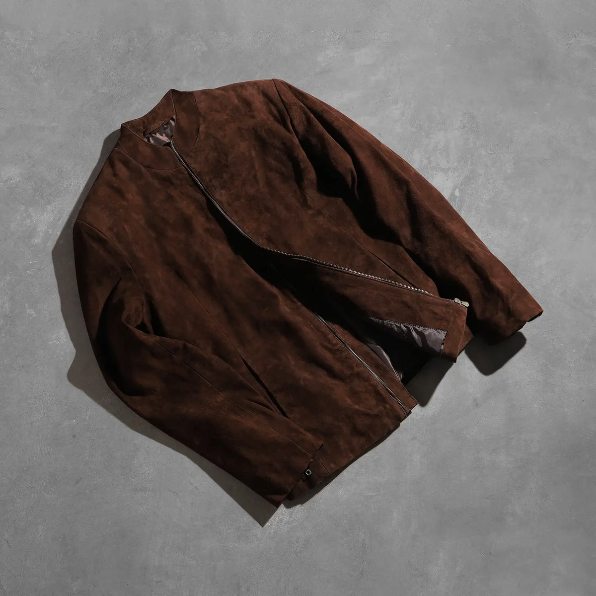 Charcoal Mocha Suede Biker Jacket - men's jacket in mocha suede leather, view 7