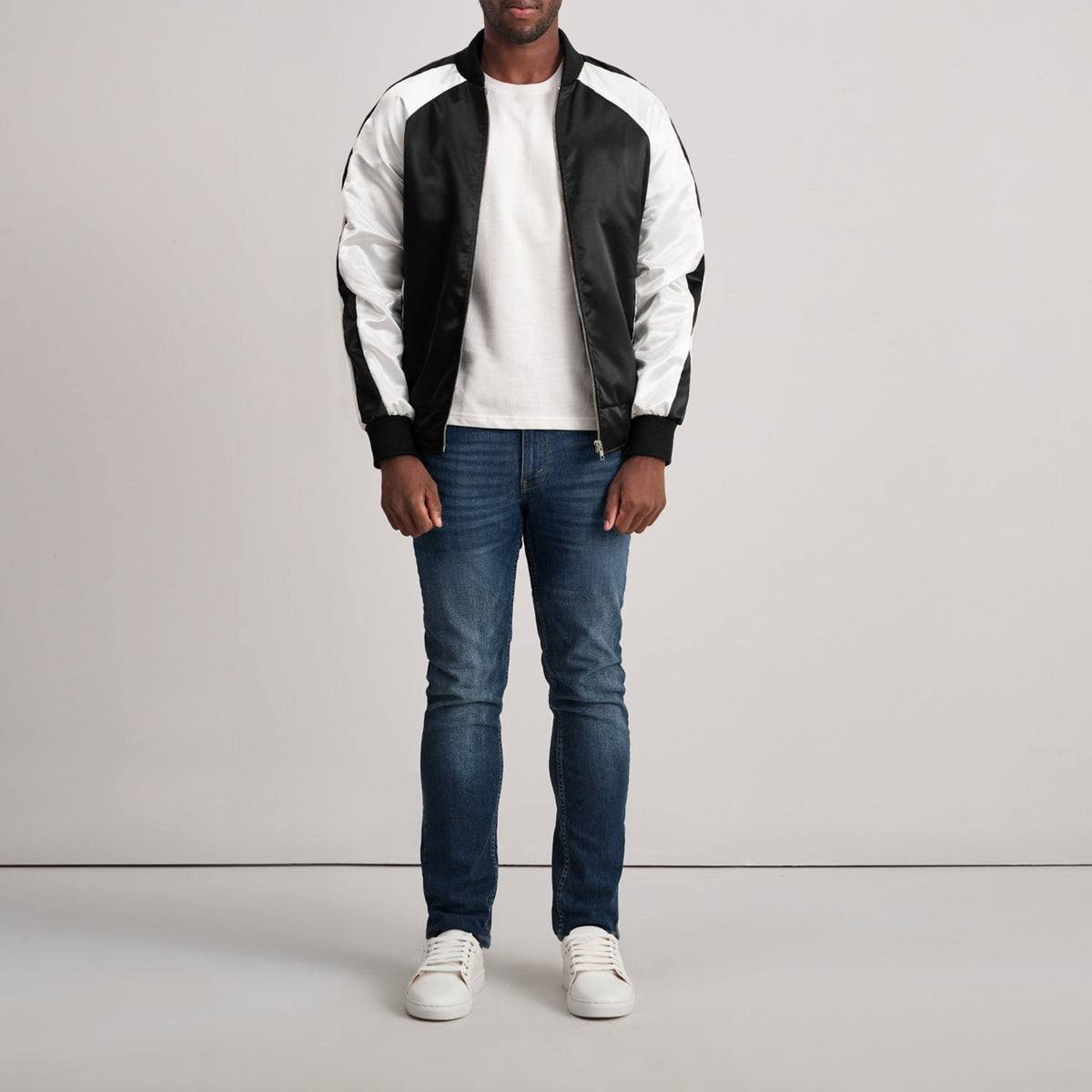 Clarke Black Varsity Jacket - men's jacket in black premium leather, view 4