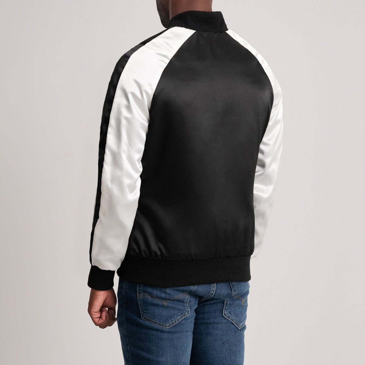 Clarke Black Varsity Jacket - men's jacket in black premium leather, view 5