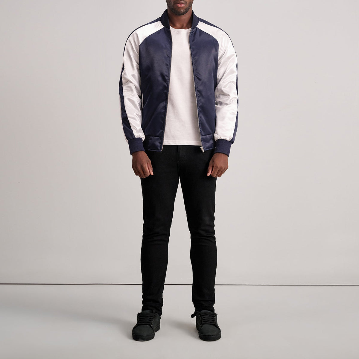 Clarke Blue Varsity Jacket - men's jacket in blue premium leather, view 4