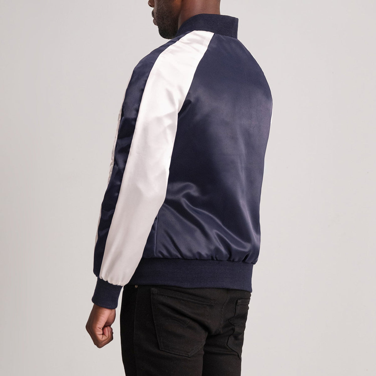 Clarke Blue Varsity Jacket - men's jacket in blue premium leather, view 5