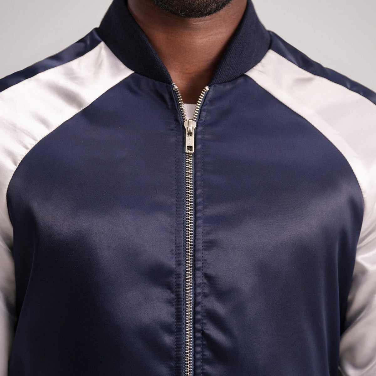 Clarke Blue Varsity Jacket - men's jacket in blue premium leather, view 6