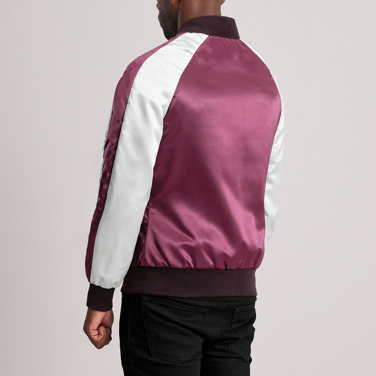Clarke Maroon Varsity Jacket - men's jacket in maroon premium leather, view 5