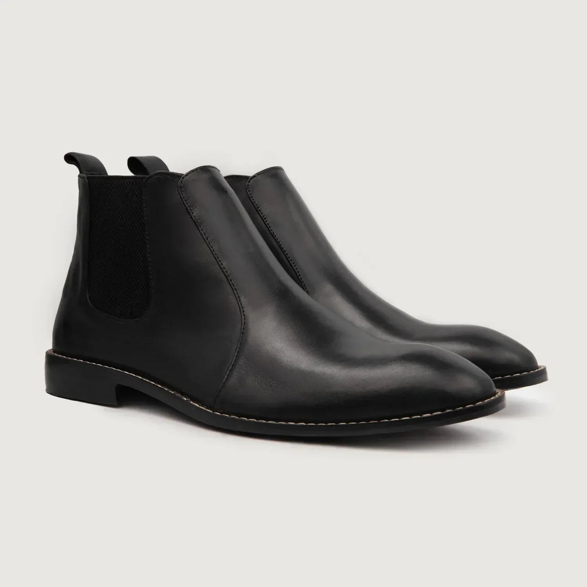 Clarkson Chelsea Black Leather Boots - men's boots in black genuine leather, view 1