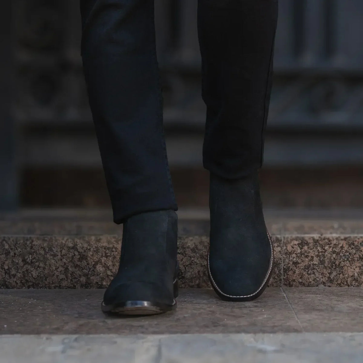 Clarkson Chelsea Black Suede Leather Boots - men's boots in black suede leather, view 8