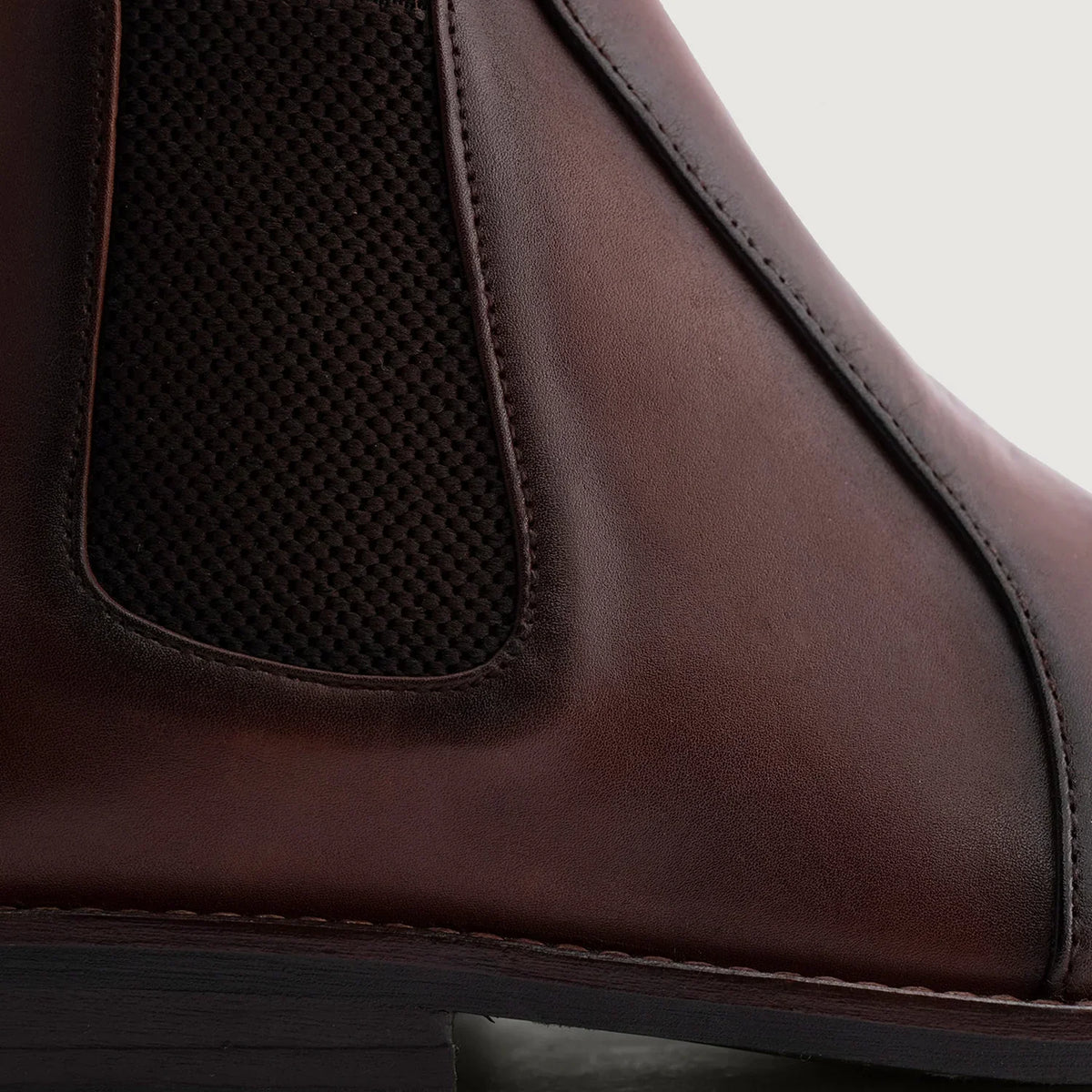 Clarkson Chelsea Brown Burnished Leather Boots Rugged Sole - men's boots in brown genuine leather, view 4