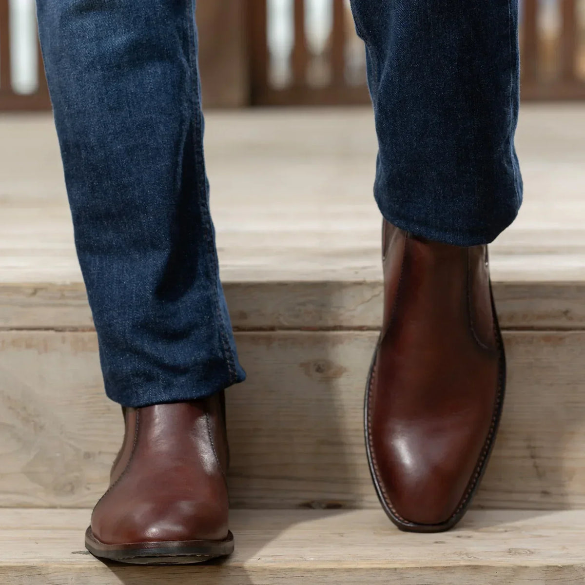 Clarkson Chelsea Brown Burnished Leather Boots Rugged Sole - men's boots in brown genuine leather, view 6