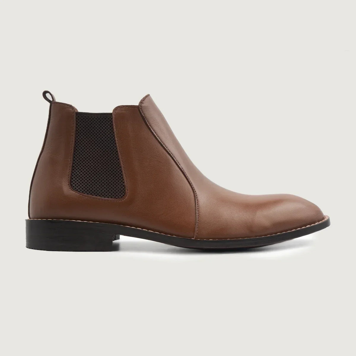 Clarkson Chelsea Brown Leather Boots - men's boots in brown genuine leather, view 2