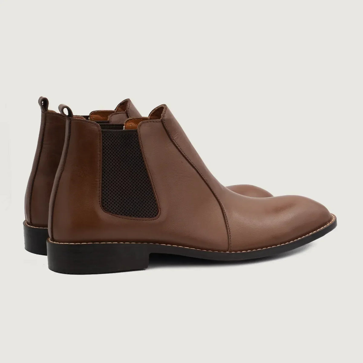 Clarkson Chelsea Brown Leather Boots - men's boots in brown genuine leather, view 3