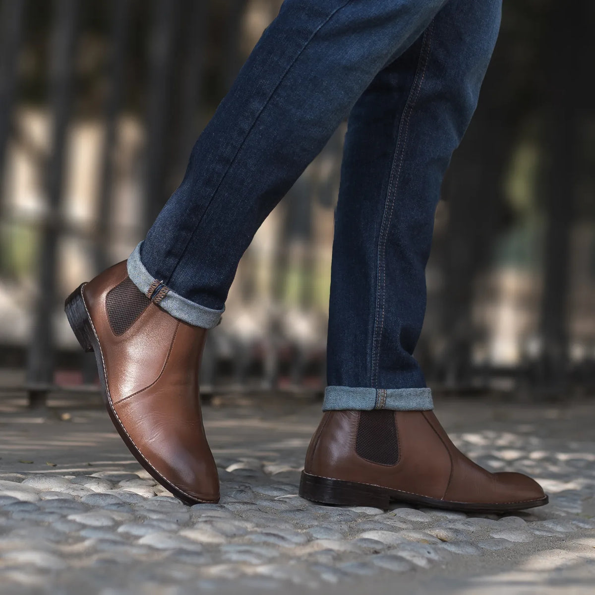 Clarkson Chelsea Brown Leather Boots - men's boots in brown genuine leather, view 8