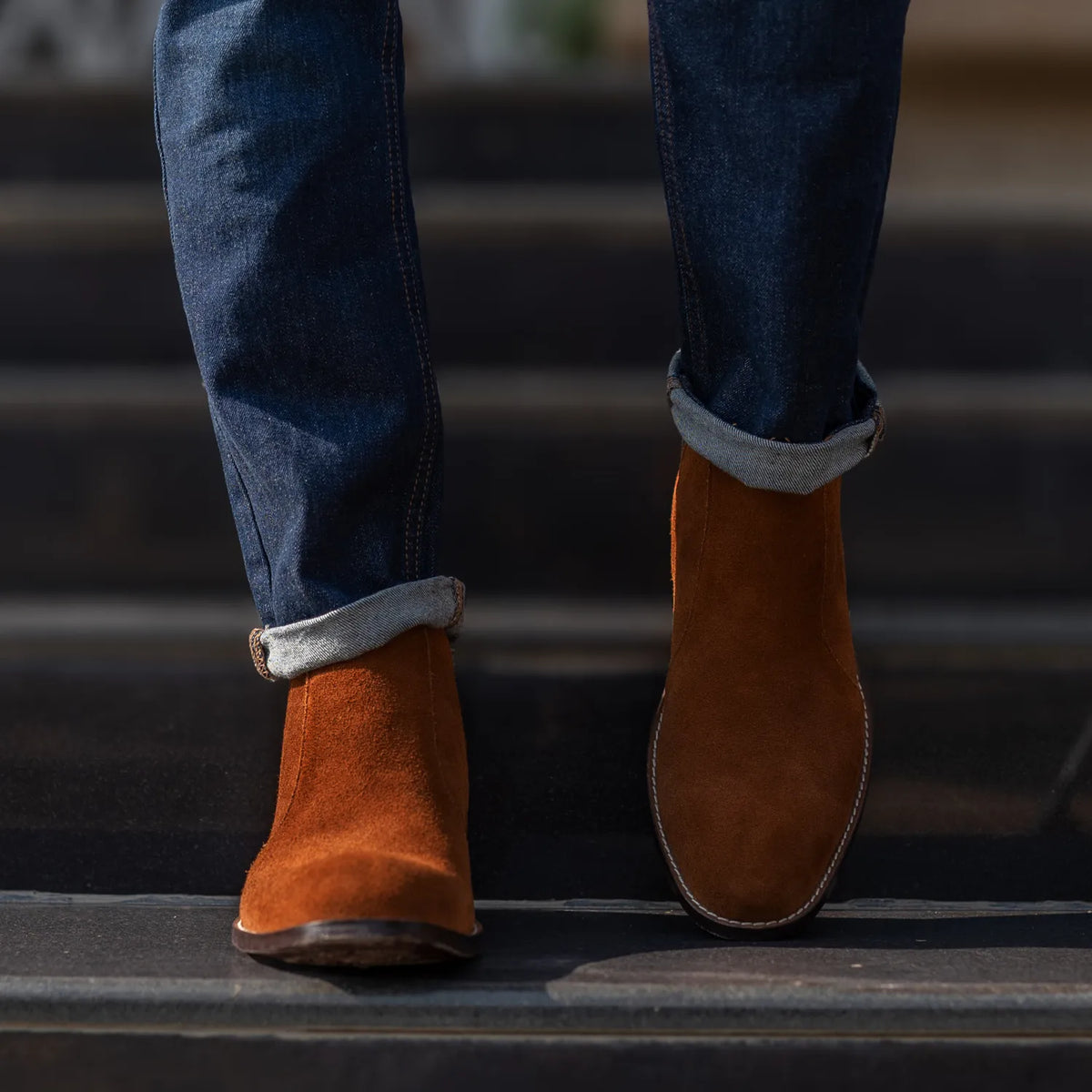 Clarkson Chelsea Brown Suede Leather Boots - men's boots in brown suede leather, view 10