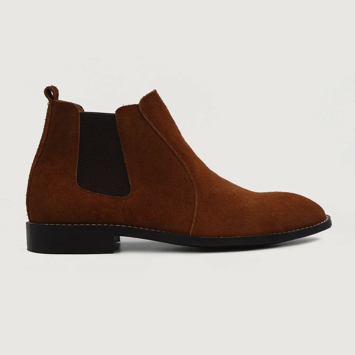 Clarkson Chelsea Brown Suede Leather Boots - men's boots in brown suede leather, view 2