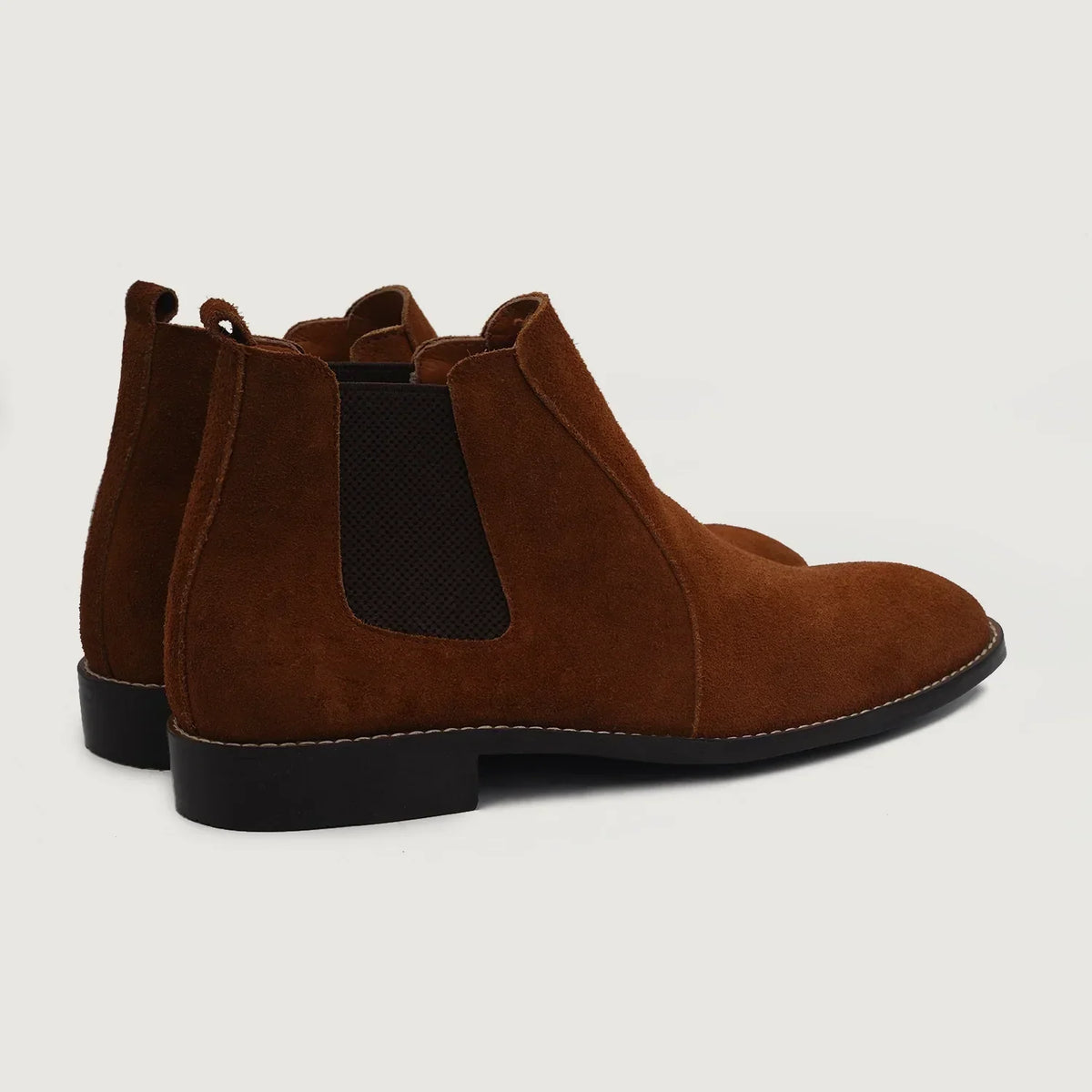Clarkson Chelsea Brown Suede Leather Boots - men's boots in brown suede leather, view 3
