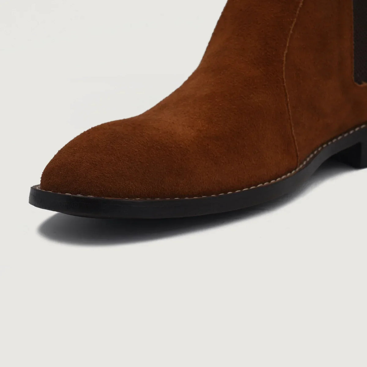 Clarkson Chelsea Brown Suede Leather Boots - men's boots in brown suede leather, view 5